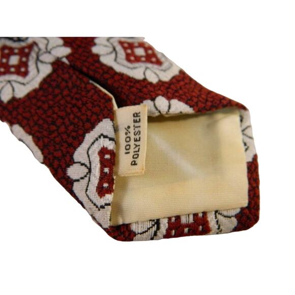 Vintage Maroon and White Printed Wide Tie, Towncraft Par Excellence, Penneys Tie - Picture 7 of 7